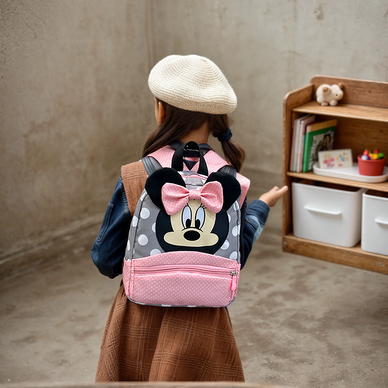 Mochila Infantil Disney Minnie 2025 - Mochila Escolar Kawaii Rosa para Meninas, Presente para Crianças e Jardim de Infância 2