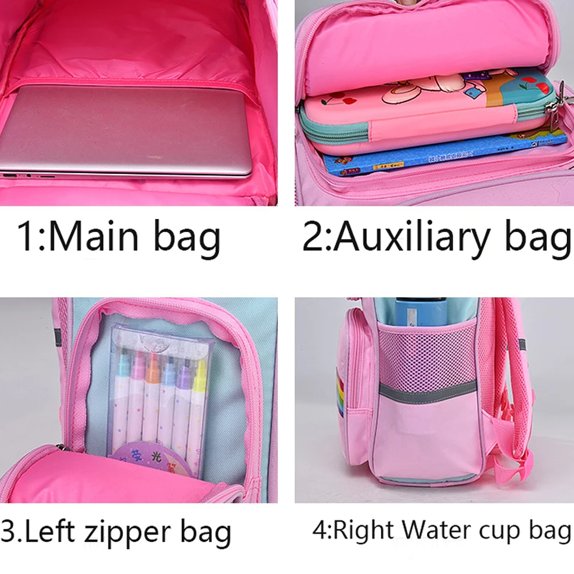 Mochila Escolar Unicórnio Grande Capacidade | Mochila Infantil Impermeável Kawaii para Meninas de 2 a 16 Anos | Com Detalhes Aplicados e Refletivos 5