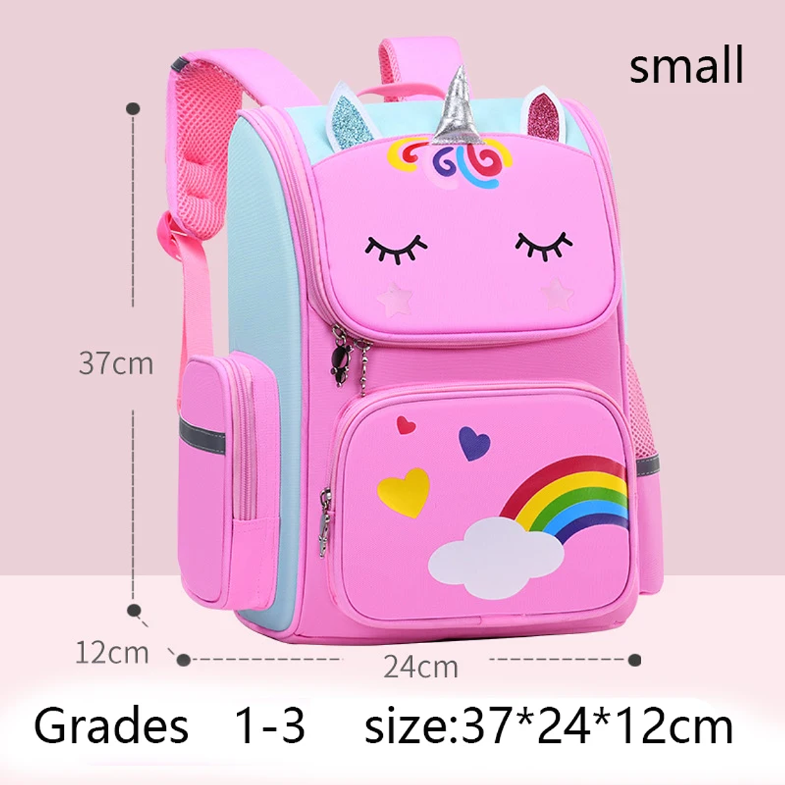 Mochila Escolar Unicórnio Grande Capacidade | Mochila Infantil Impermeável Kawaii para Meninas de 2 a 16 Anos | Com Detalhes Aplicados e Refletivos 7