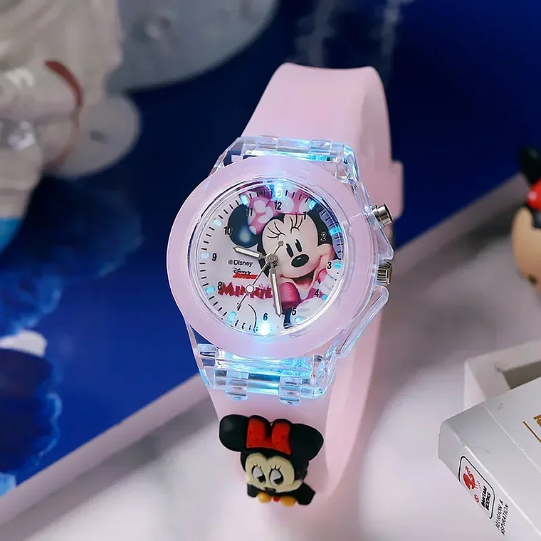 Disney Minnie/Mickey Mouse Watch for Kids | Luminous Wristband + LED Lights, Waterproof | Birthday Gift 2
