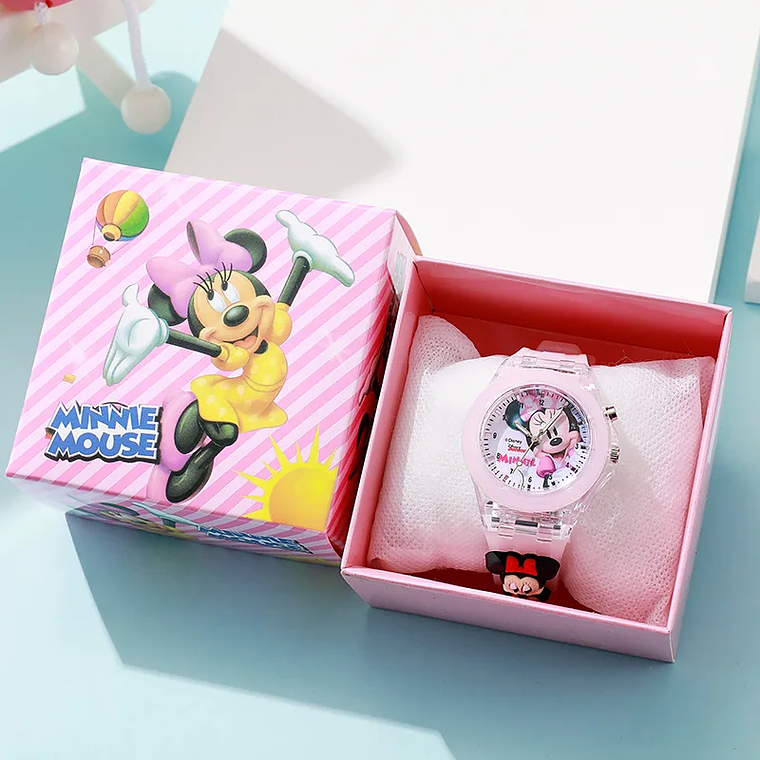 Coleção Relógio Infantil 3D com Personagem | Mickey, Spider-Man, Hello Kitty... | Pulseira de Silicone, Caixa Presente 3