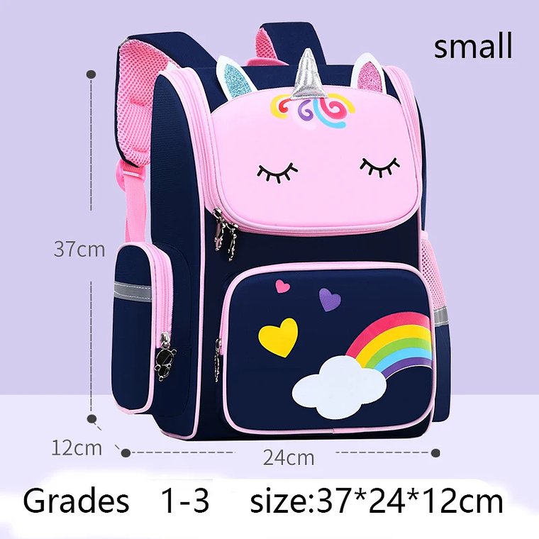 Mochila Escolar Unicórnio Grande Capacidade | Mochila Infantil Impermeável Kawaii para Meninas de 2 a 16 Anos | Com Detalhes Aplicados e Refletivos 9