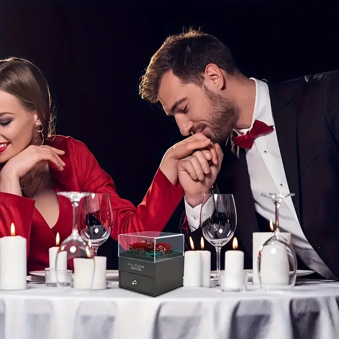 Colar Coração Oceano com Rosa Eterna | Presente de Dia dos Namorados e Dia da Mãe | Caixa Joia Incluída 5