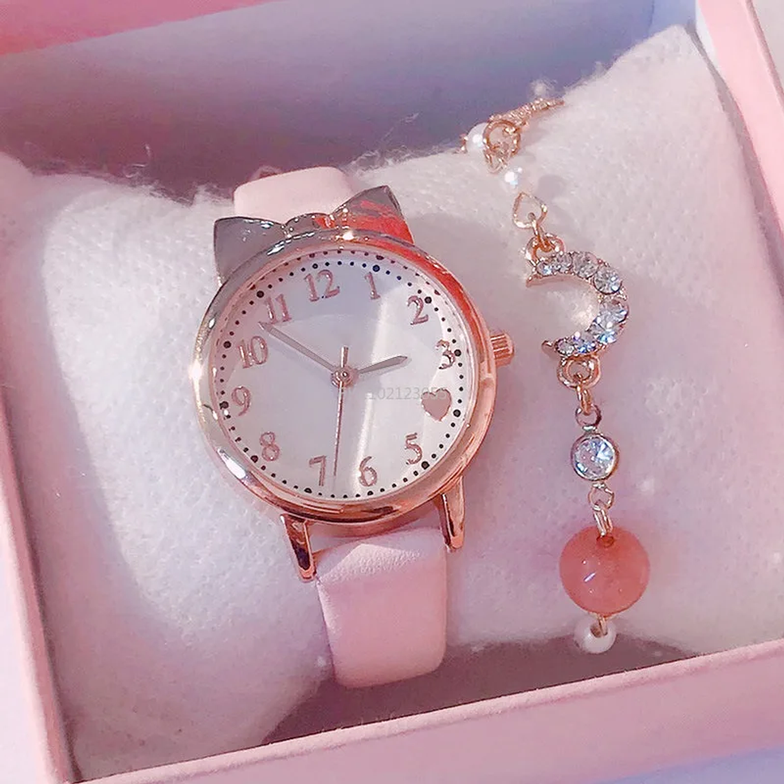 Relógio Infantil de Couro com Mostrador Amor | Quartzo, Design Irregular | Presente para Meninas 1