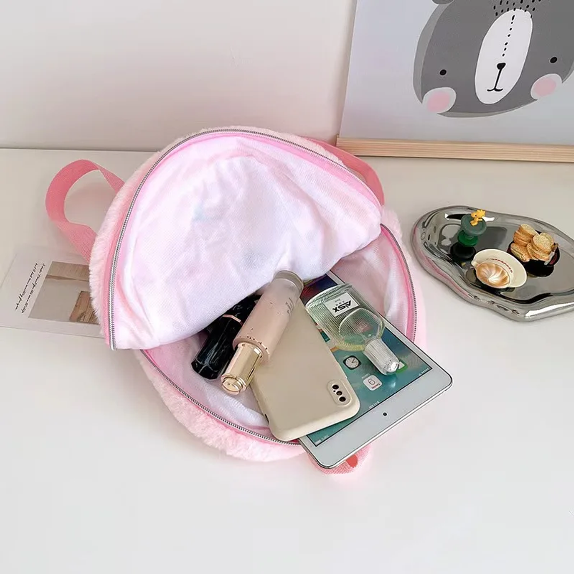 Mochila Infantil Unicórnio Tie-Dye | Mochila Escolar com Pelúcia e Grande Capacidade para Meninas | Impermeável e Fashion 5