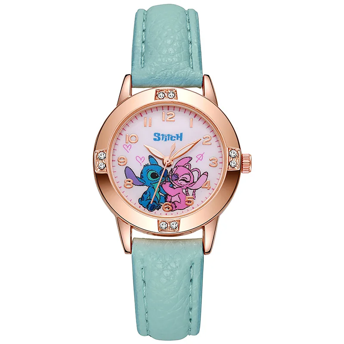 Disney Stitch Watch for Girls | Rhinestone Dial, Leather Strap | Water Resistant, Gift 7