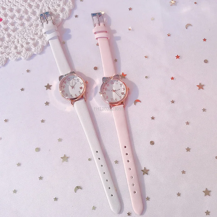 Relógio Infantil de Couro com Mostrador Amor | Quartzo, Design Irregular | Presente para Meninas 5