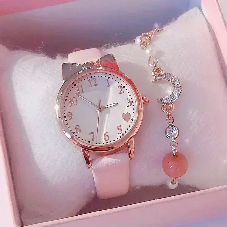 Relógio Infantil de Couro com Mostrador Amor | Quartzo, Design Irregular | Presente para Meninas 8