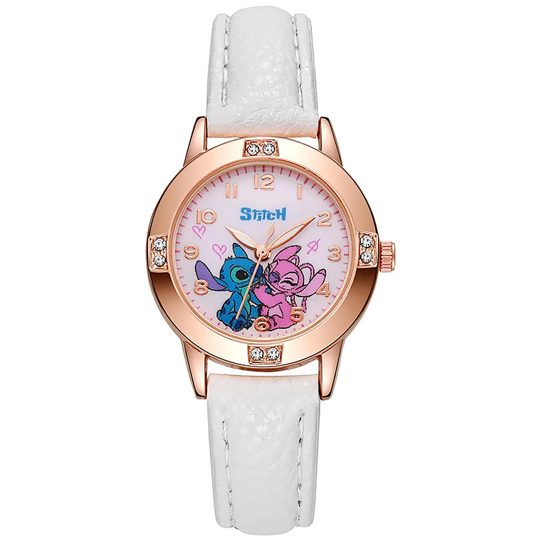 Disney Stitch Watch for Girls | Rhinestone Dial, Leather Strap | Water Resistant, Gift 8