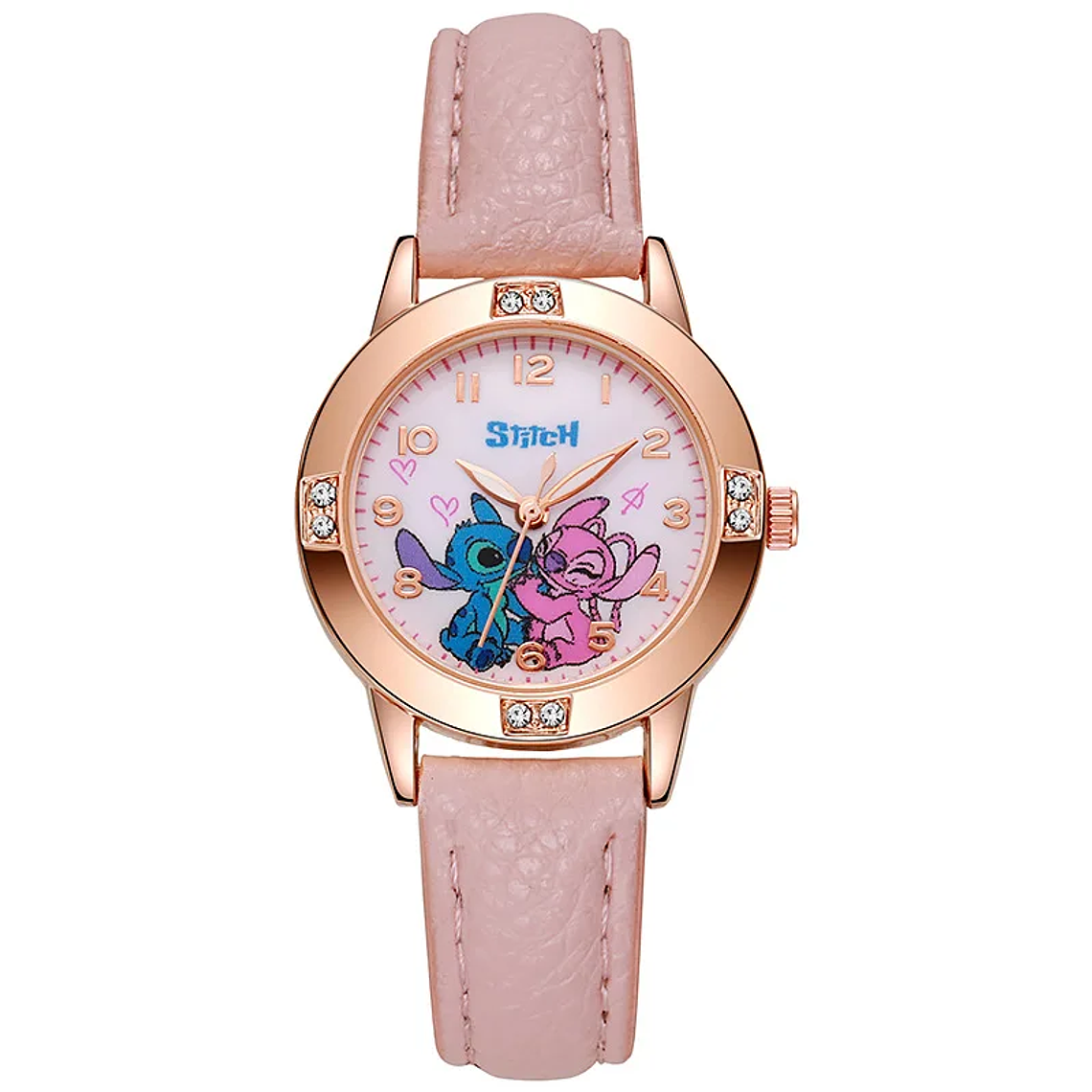 Disney Stitch Watch for Girls | Rhinestone Dial, Leather Strap | Water Resistant, Gift 9