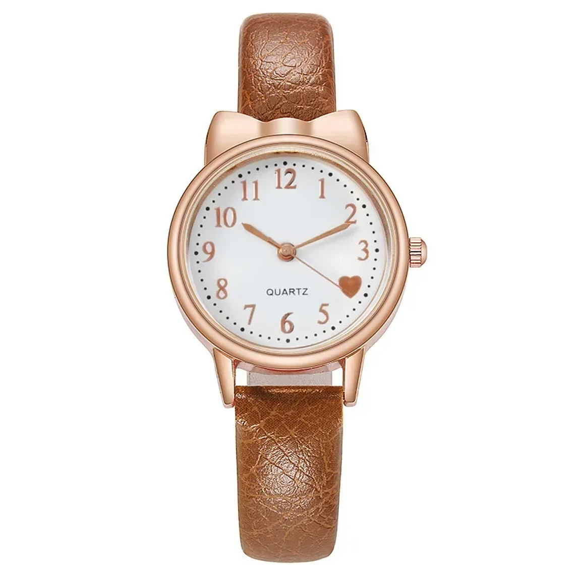 Relógio Infantil de Couro com Mostrador Amor | Quartzo, Design Irregular | Presente para Meninas 12