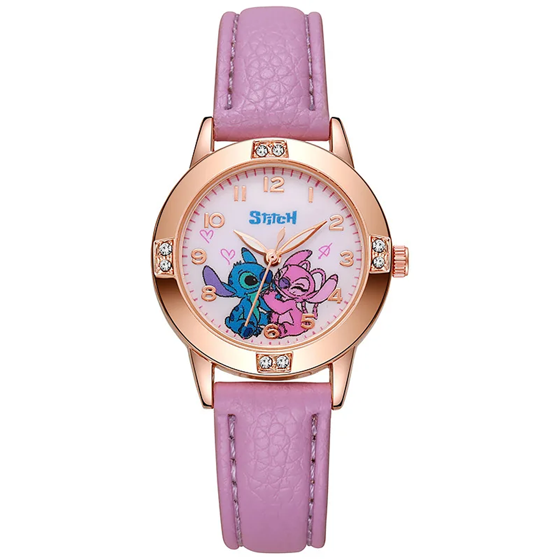 Disney Stitch Watch for Girls | Rhinestone Dial, Leather Strap | Water Resistant, Gift 10