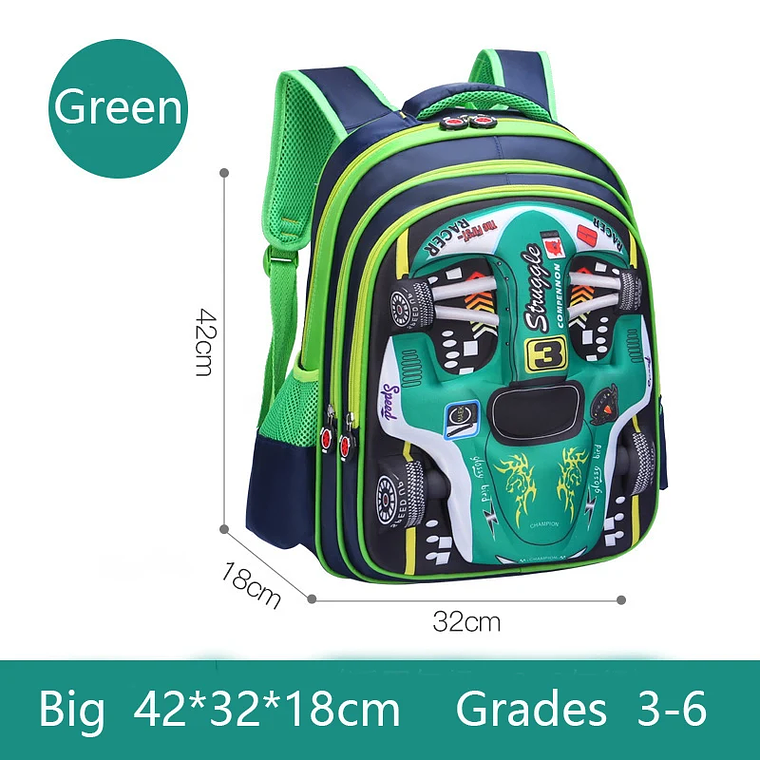 Mochila Infantil 3D para Carro | Mochila Escolar Leve e Impermeável para Crianças | Pré-Escola e Jardim de Infância - Cores Azul e Vermelho 11