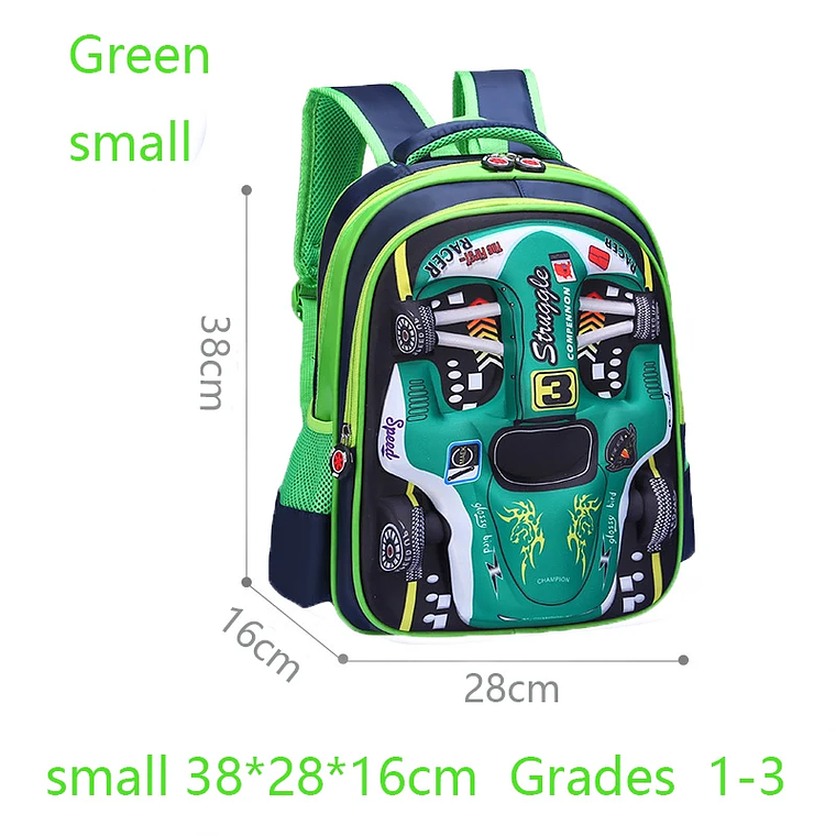 Mochila Infantil 3D para Carro | Mochila Escolar Leve e Impermeável para Crianças | Pré-Escola e Jardim de Infância - Cores Azul e Vermelho 14