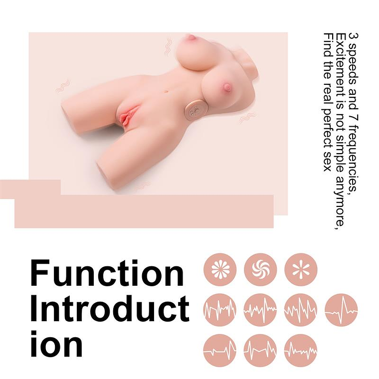 XISE Kosey Torso with Vibration 1.57 kg | Realistic Masturbator with Dual Entry and 7 Frequencies 5