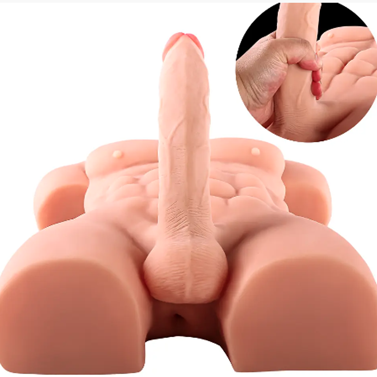 Torso de Boneco Amoroso Masculino 13kg com Dildo | Torso Sexual Masculino em TPE para Homens e Mulheres 3