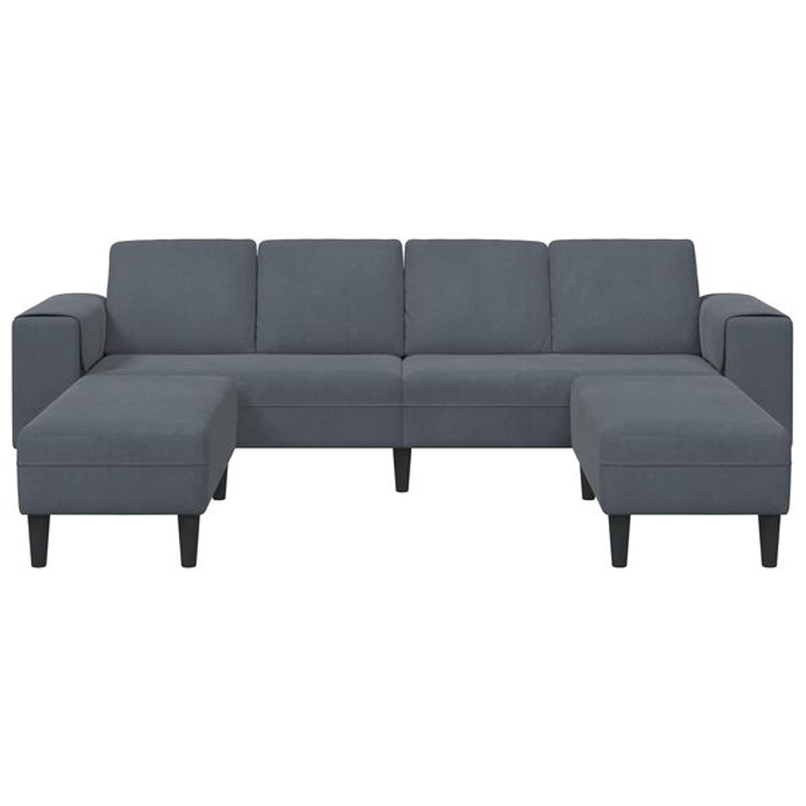 Conjunto de Sofá de Sala de Estar 3 Peças vidaXL | Sofá Moderno Cinza Escuro com 2 Otomanos 3