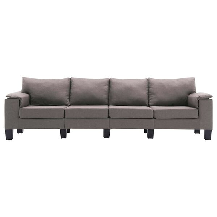 Grey-Brown 4-Seater Sofa vidaXL | Modern Fabric Sofa with Black Legs 4