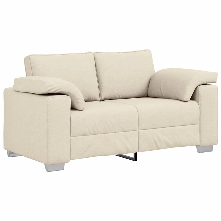 Sofá Bege Loveseat 160 cm em Tecido de Linho | Sofá de 2 Lugares Moderno e Respirável vidaXL 1