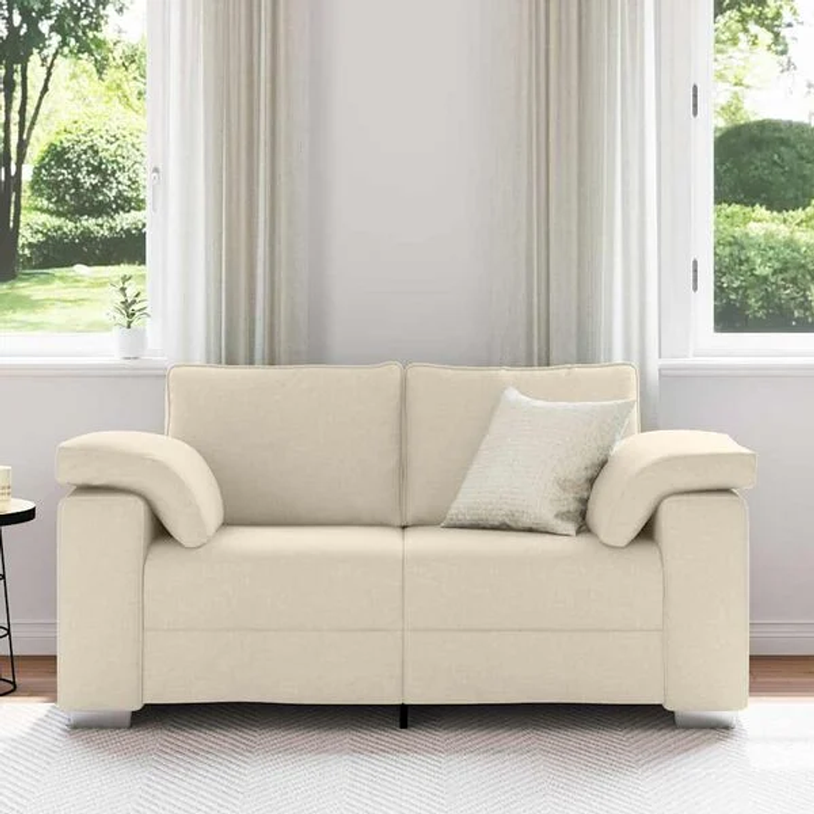 Sofá Bege Loveseat 160 cm em Tecido de Linho | Sofá de 2 Lugares Moderno e Respirável vidaXL 3