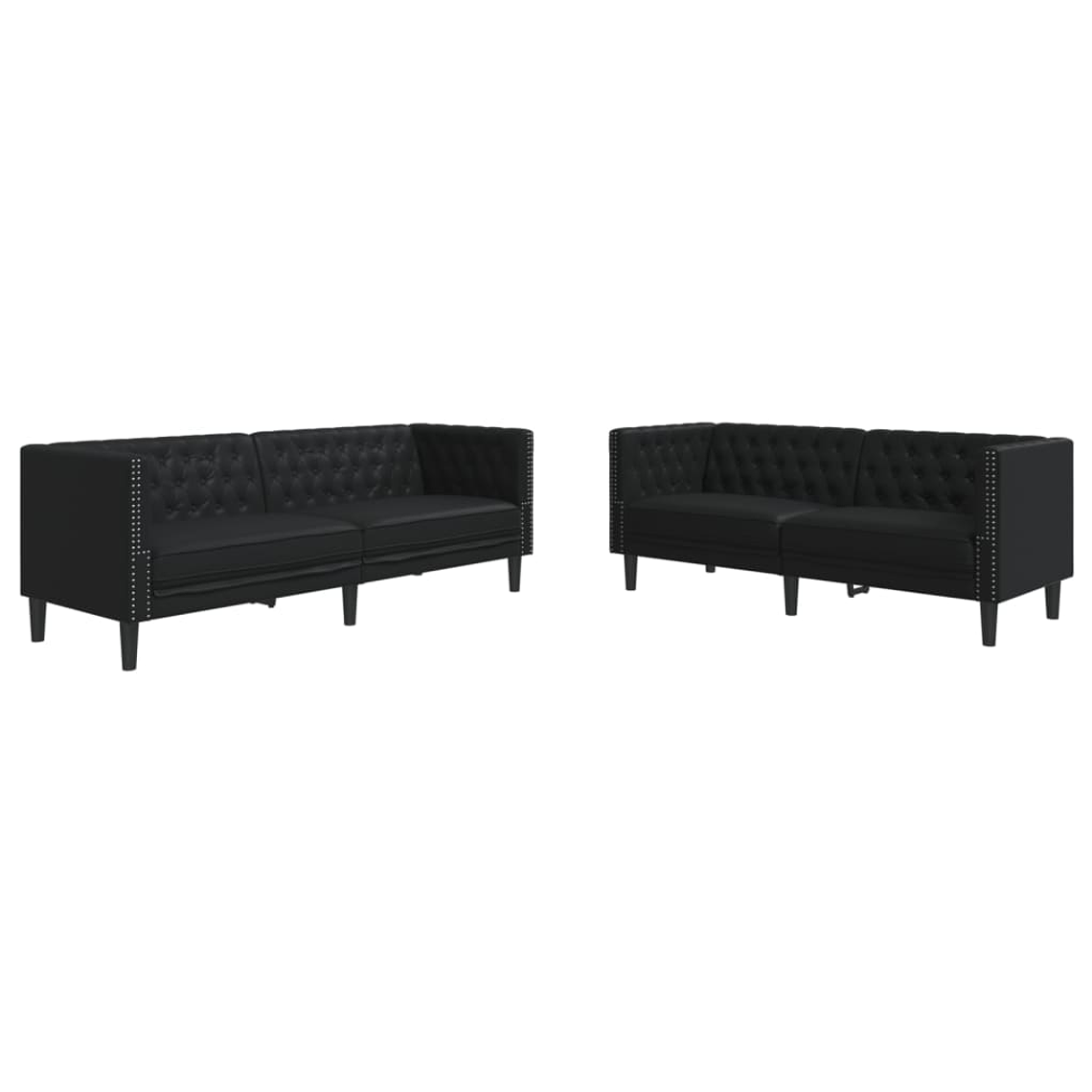 Conjunto de Sofás Chesterfield 2 Peças | Sofá de 2 e 3 Lugares em Couro Artificial Preto vidaXL 6