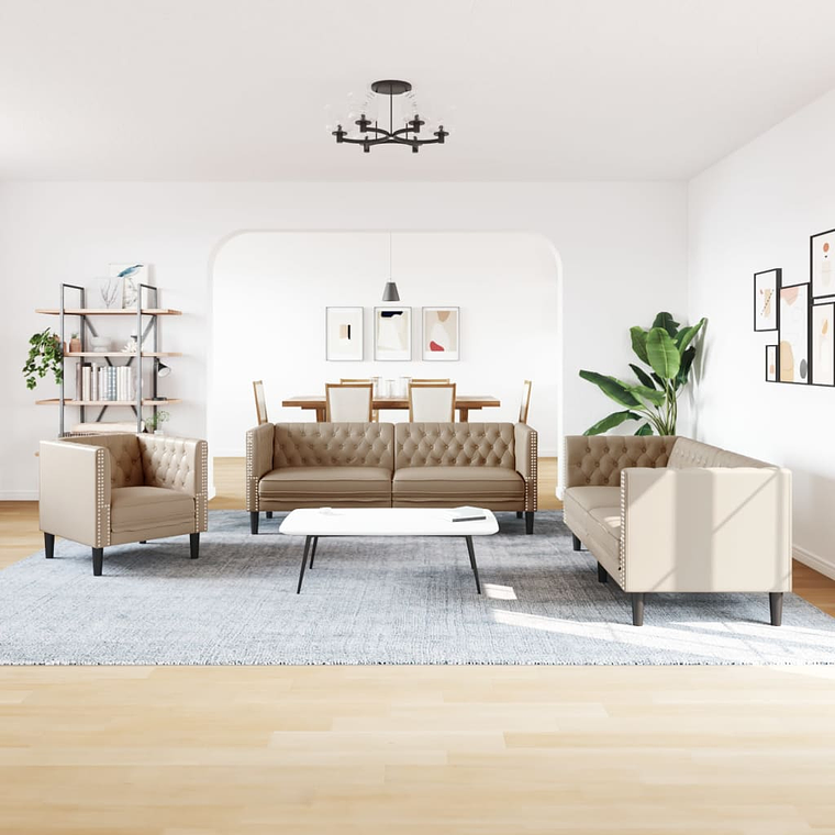 Conjunto de Sofás Chesterfield 2 Peças | Sofá de 2 e 3 Lugares em Couro Artificial Preto vidaXL 14