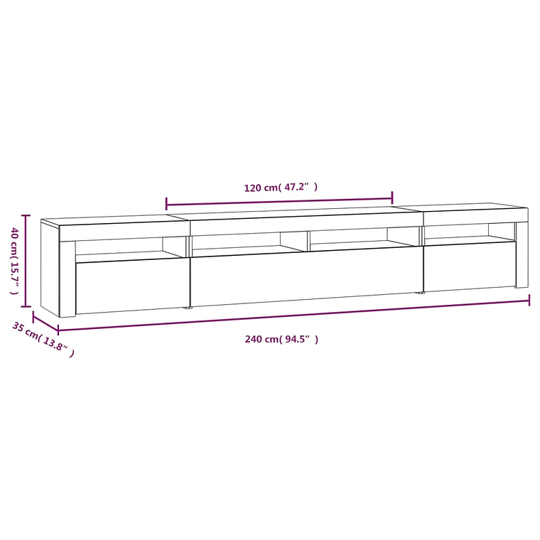 240 cm TV stand with RGB LED lights | Modern white TV cabinet with decorative lighting 8