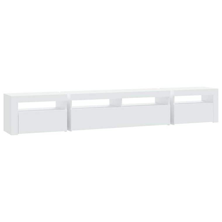 240 cm TV stand with RGB LED lights | Modern white TV cabinet with decorative lighting 7