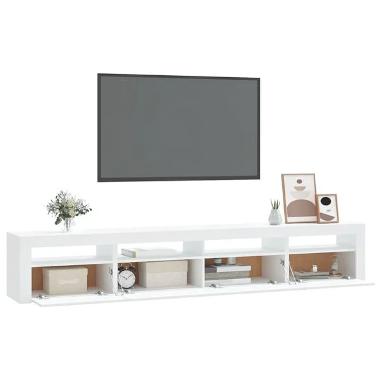 240 cm TV stand with RGB LED lights | Modern white TV cabinet with decorative lighting 5