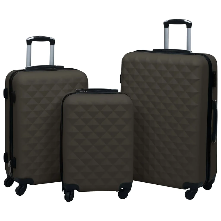 vidaXL 3-Piece Luggage Set | Rigid ABS Anthracite Trolleys (S, M, L) 1