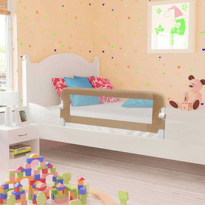 vidaXL Barra segur. cama infantil 102x42cm poliéster cinza-acastanhado