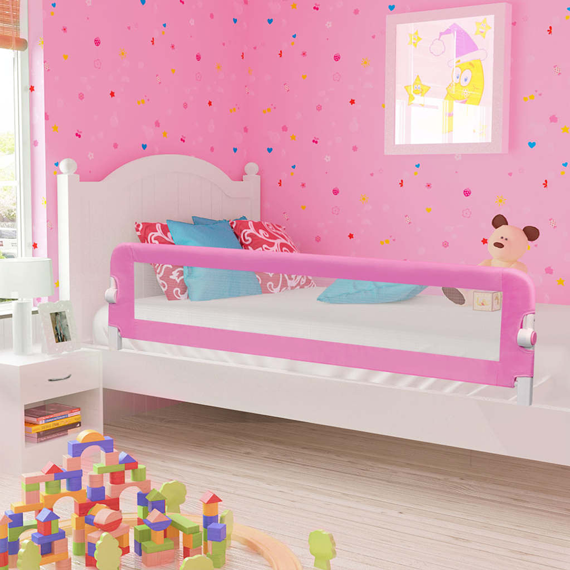 vidaXL Barra de segurança p/ cama infantil 180x42cm poliéster rosa 1