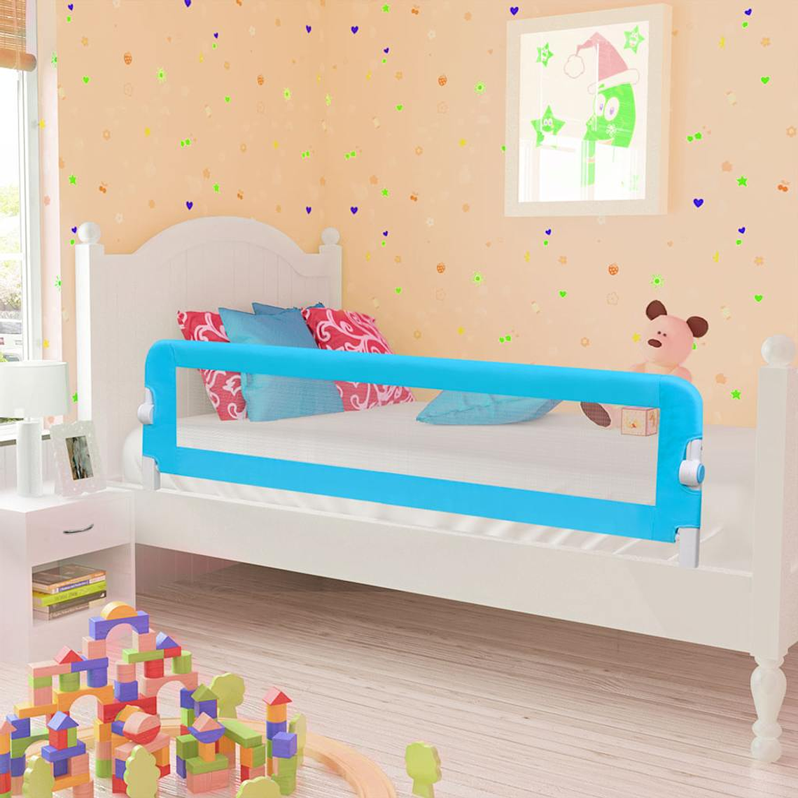 vidaXL Barra de segurança p/ cama infantil 120x42cm poliéster azul 1