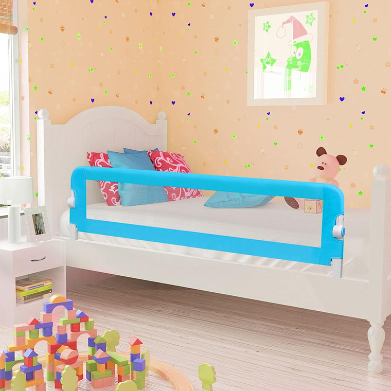 vidaXL Barra de segurança p/ cama infantil 120x42cm poliéster azul 1