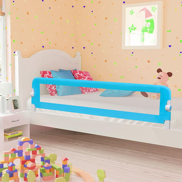 vidaXL Barra de segurança p/ cama infantil 180x42cm poliéster azul 1