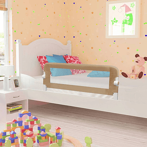 vidaXL Barra segur. cama infantil 120x42cm poliéster cinza-acastanhado