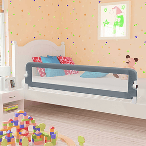 vidaXL Barra de segurança p/ cama infantil 180x42cm poliéster cinzento
