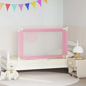 vidaXL Barra de segurança p/ cama infantil tecido 120x25 cm rosa