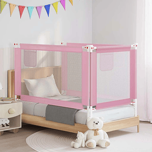 vidaXL Barra de segurança p/ cama infantil tecido 140x25 cm rosa