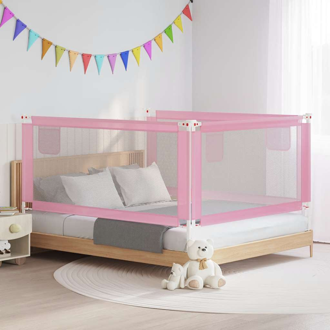vidaXL Barra de segurança p/ cama infantil tecido 180x25 cm rosa 1