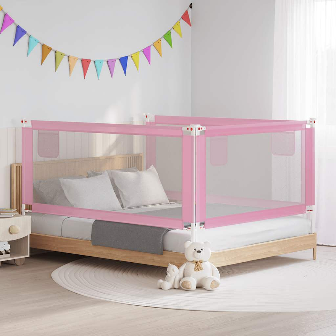 vidaXL Barra de segurança p/ cama infantil tecido 190x25 cm rosa 1