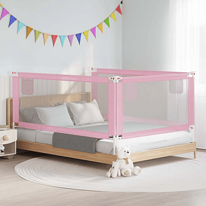 vidaXL Barra de segurança p/ cama infantil tecido 200x25 cm rosa