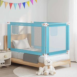 vidaXL Barra de segurança p/ cama infantil tecido 140x25 cm azul