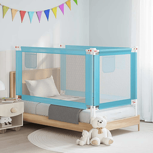 vidaXL Barra de segurança p/ cama infantil tecido 150x25 cm azul