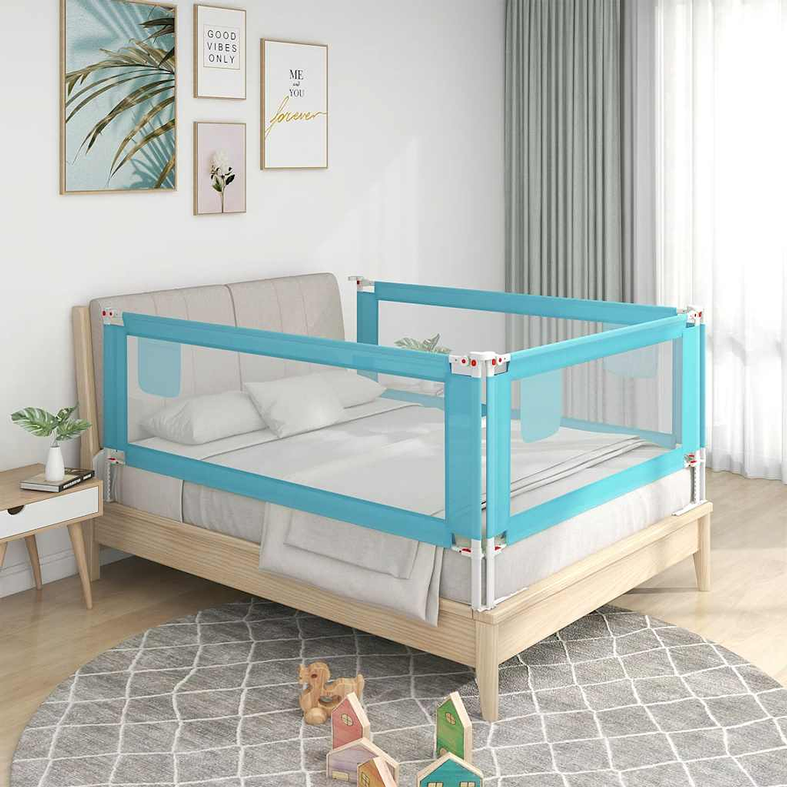vidaXL Barra de segurança p/ cama infantil tecido 200x25 cm azul 1