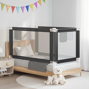 vidaXL Barra segurança p/ cama infantil tecido 150x25 cm cinza-escuro
