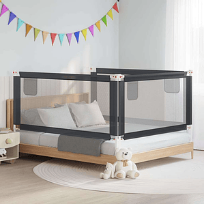 vidaXL Barra segurança p/ cama infantil tecido 180x25 cm cinza-escuro