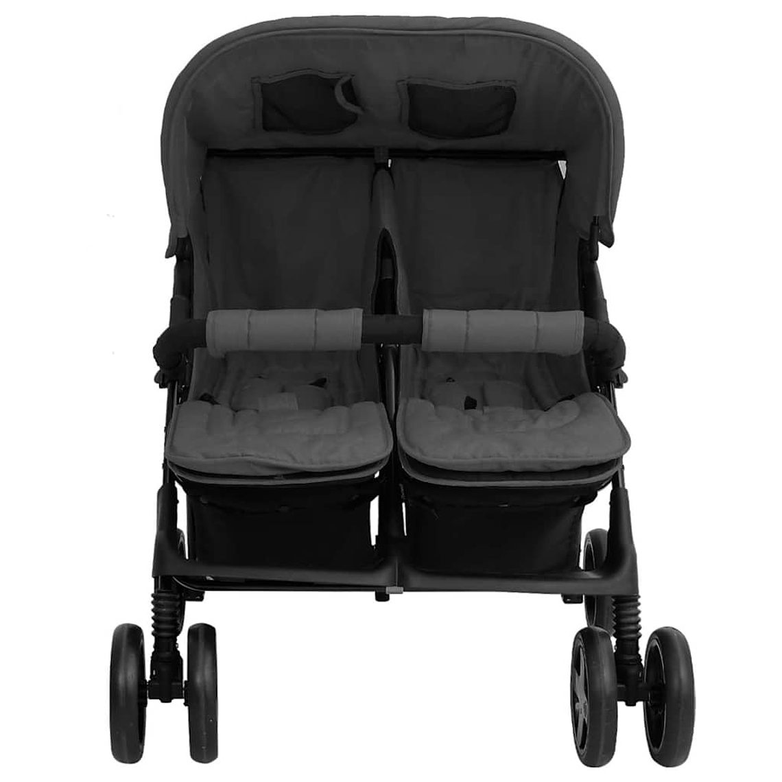 vidaXL Carrinho de bebé para gémeos aço cinzento-escuro 1