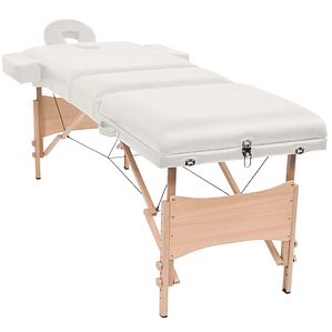 vidaXL Mesa massagem dobrável 3 zonas + banco 10 cm espessura branco