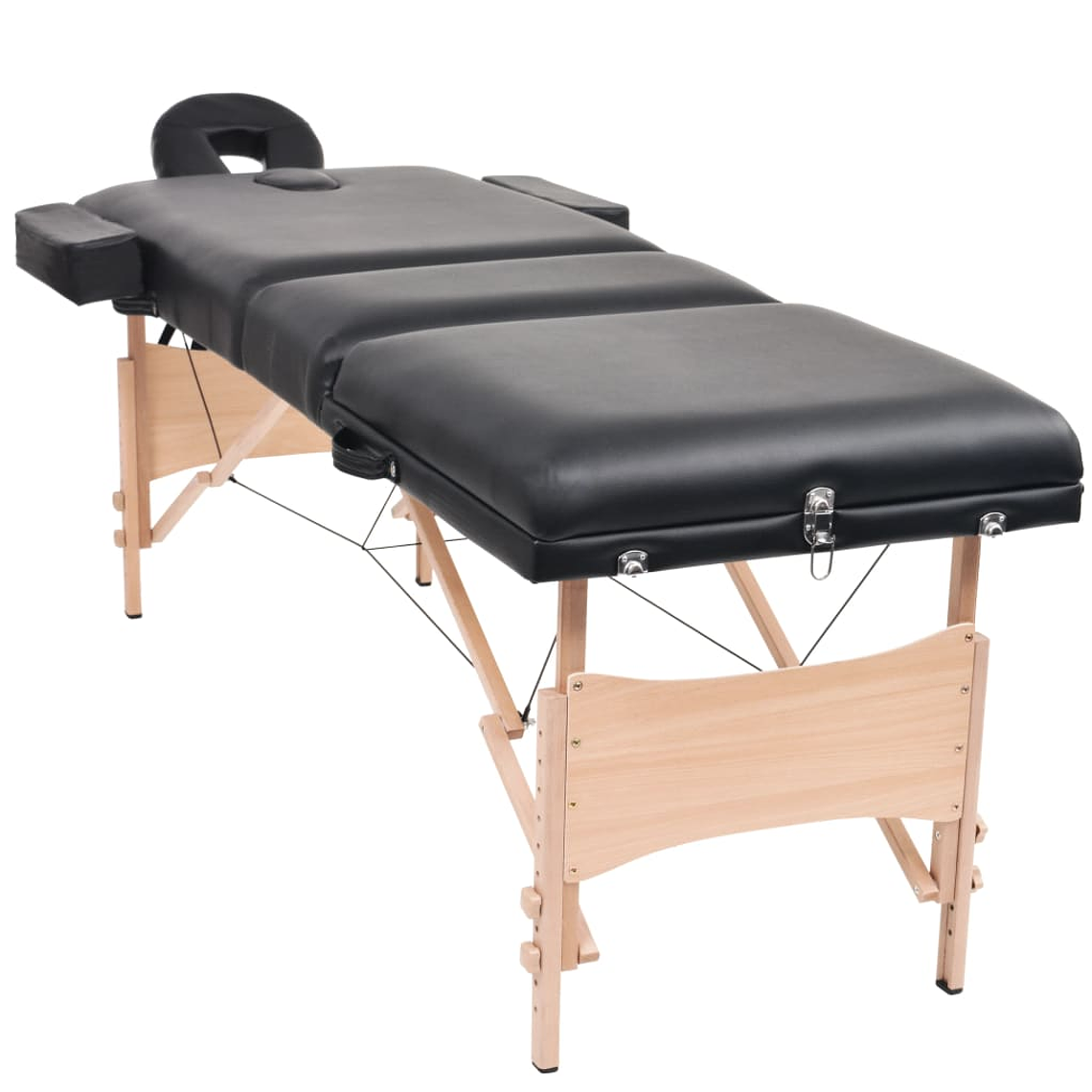 vidaXL Mesa massagem dobrável 3 zonas + banco 10 cm espessura preto 1